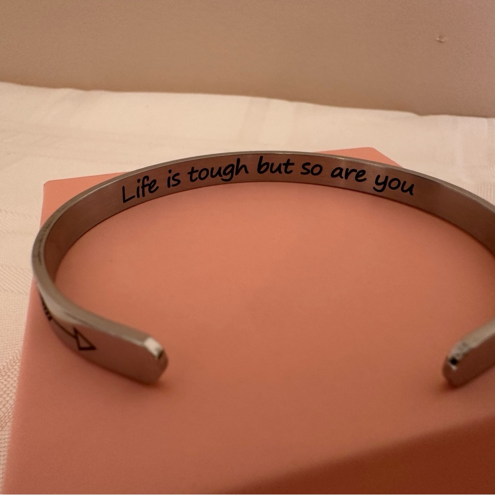 Inspirational Silver Cuff Bracelet